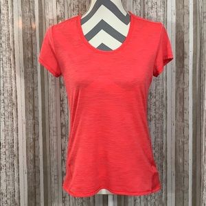 Athleta striped workout tee Coral sz M